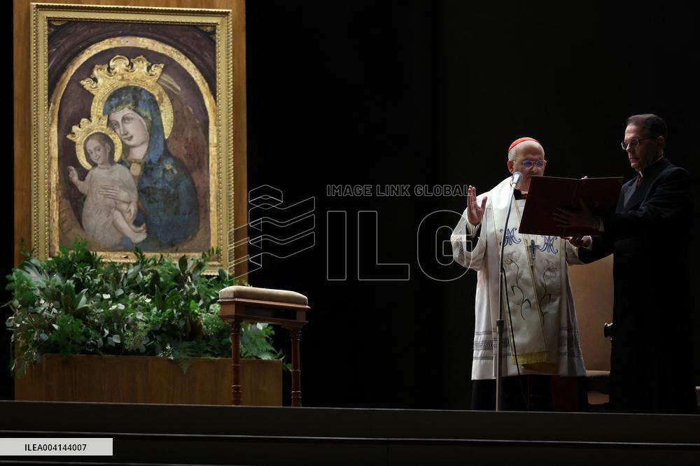 Religion: Cardinal José Tolentino de Mendonca, leads the Rosary for the Pope's health in St. Peter's Square on March 9, 2025
