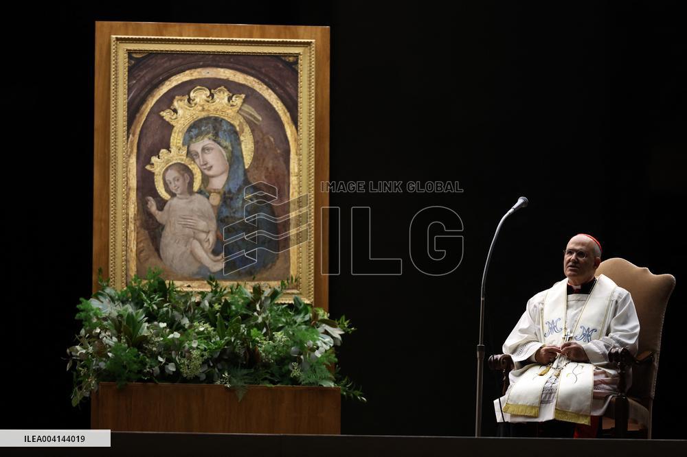 Religion: Cardinal José Tolentino de Mendonca, leads the Rosary for the Pope's health in St. Peter's Square on March 9, 2025
