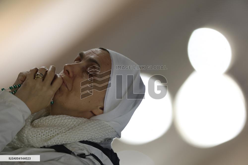 Religion: Cardinal José Tolentino de Mendonca, leads the Rosary for the Pope's health in St. Peter's Square on March 9, 2025