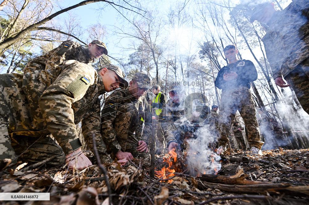 Lviv schoolchildren compete outside Roman Shukhevych Museum