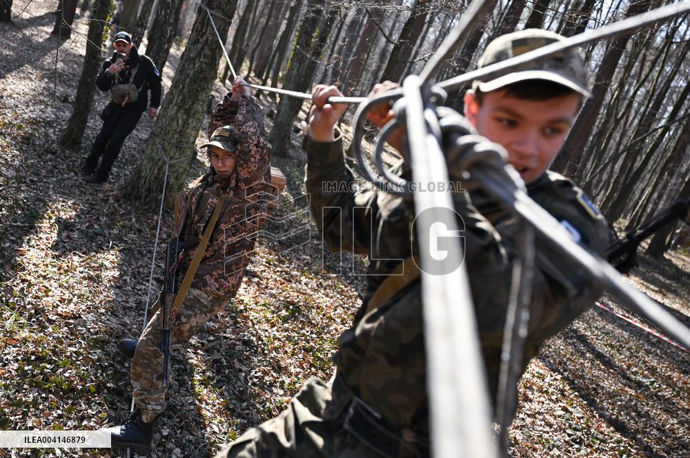 Lviv schoolchildren compete outside Roman Shukhevych Museum
