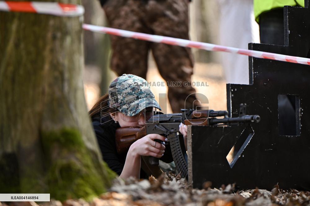 Lviv schoolchildren compete outside Roman Shukhevych Museum
