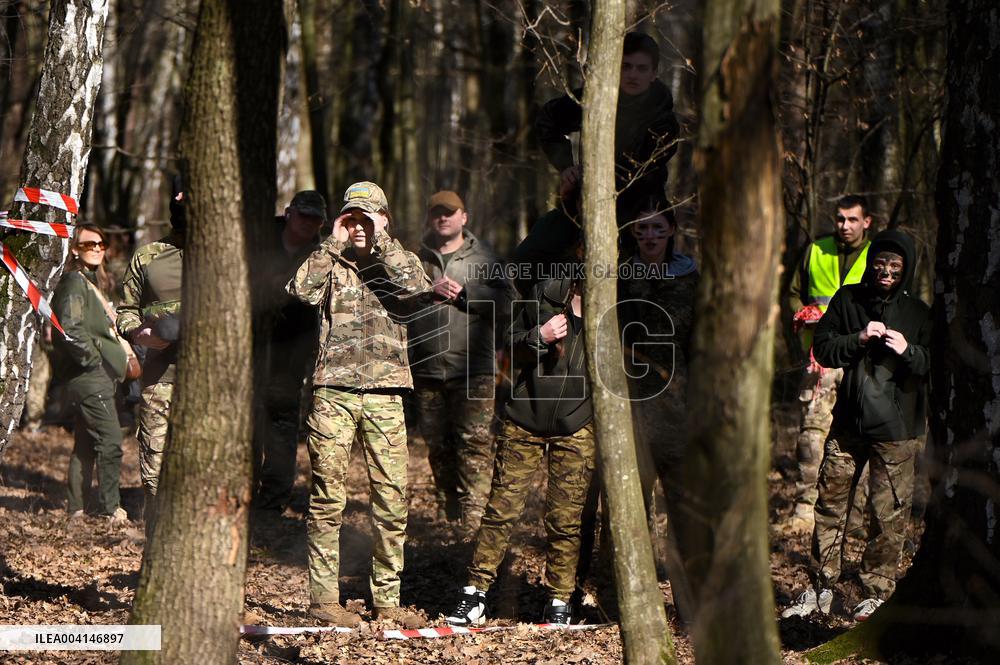 Lviv schoolchildren compete outside Roman Shukhevych Museum