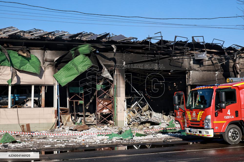 Aftermath of Russian drone attack in Odesa on March 8, 2025