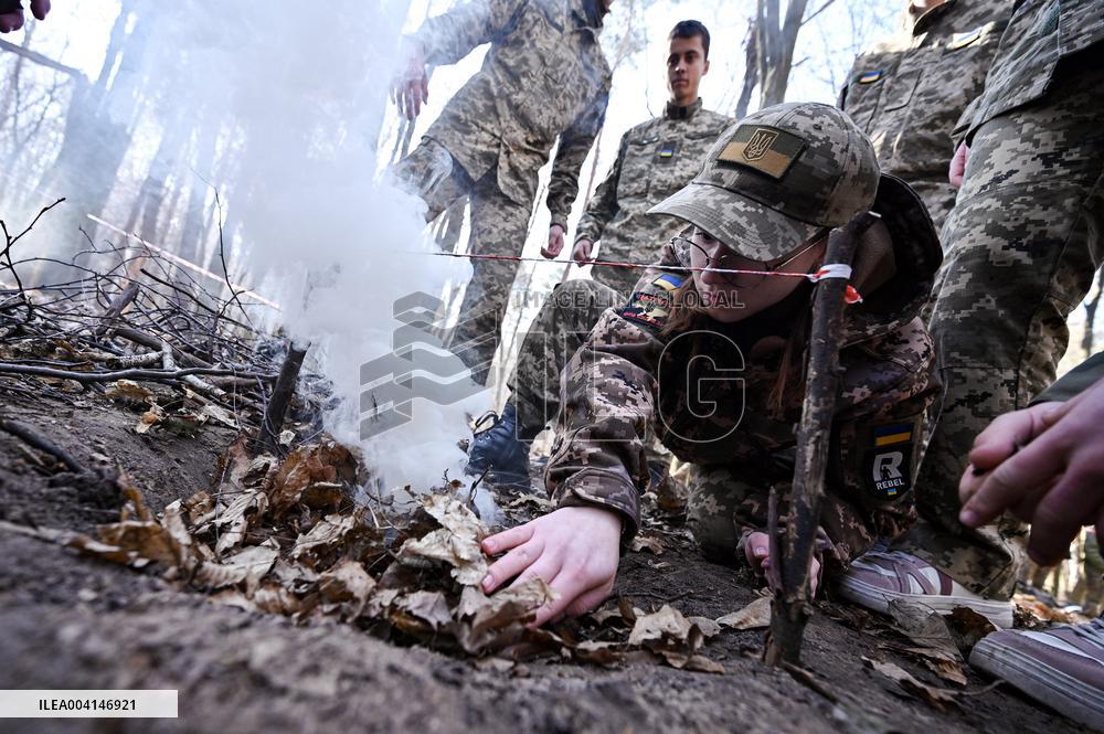 Lviv schoolchildren compete outside Roman Shukhevych Museum