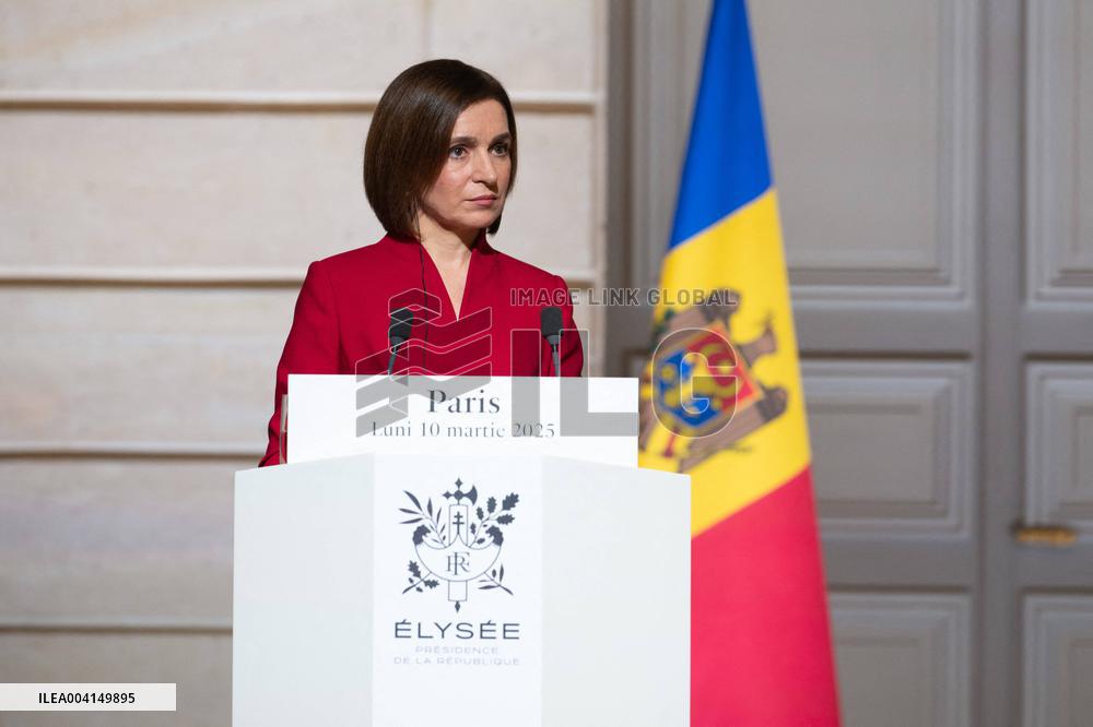 President Macron And President Of Moldova Sandu Press Conference - Paris