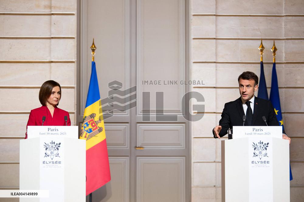 President Macron And President Of Moldova Sandu Press Conference - Paris