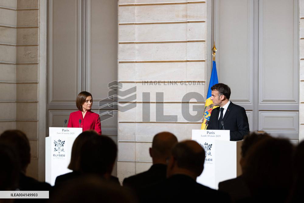 President Macron And President Of Moldova Sandu Press Conference - Paris