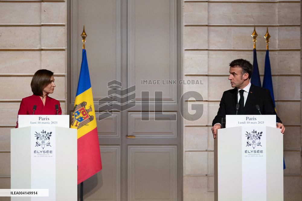 President Macron And President Of Moldova Sandu Press Conference - Paris