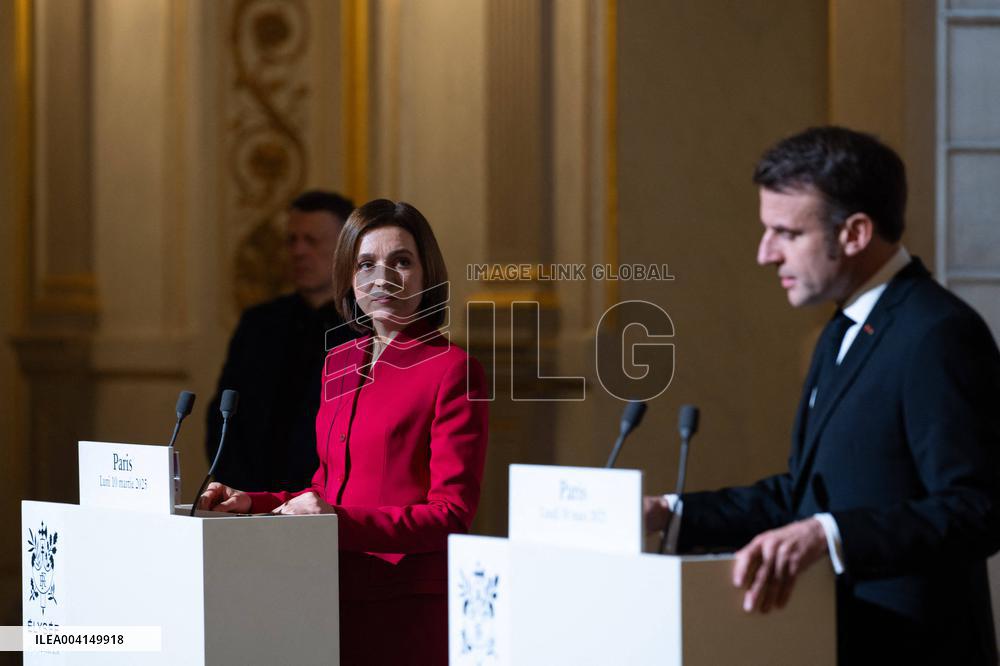 President Macron And President Of Moldova Sandu Press Conference - Paris