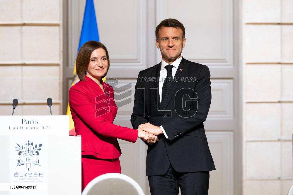 President Macron And President Of Moldova Sandu Press Conference - Paris