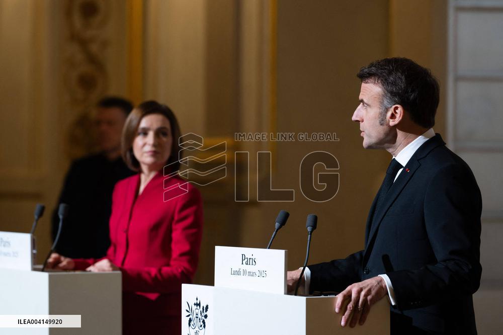President Macron And President Of Moldova Sandu Press Conference - Paris
