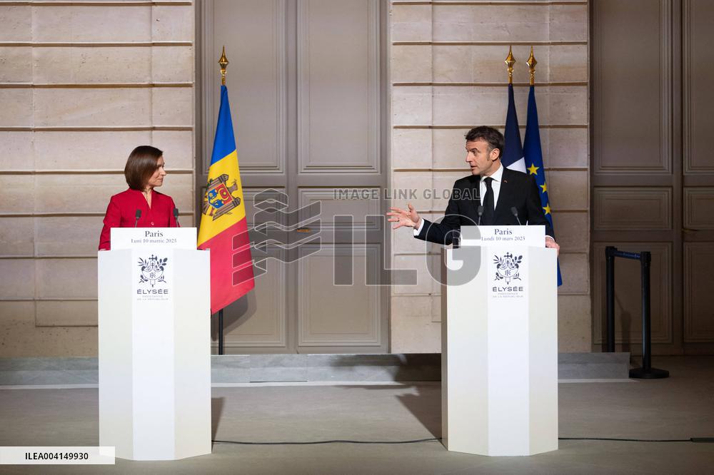 President Macron And President Of Moldova Sandu Press Conference - Paris