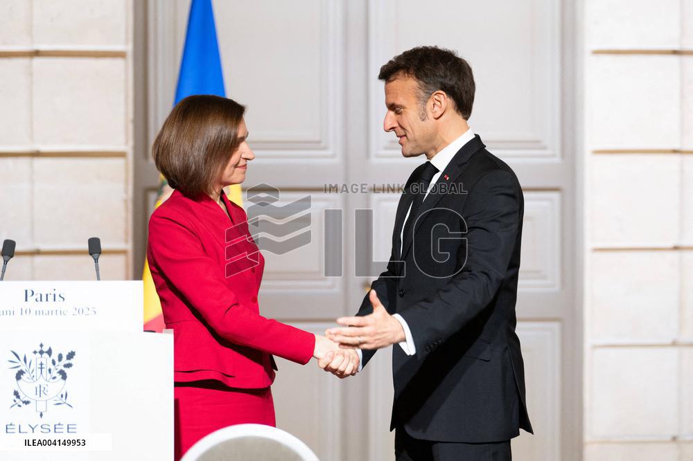 President Macron And President Of Moldova Sandu Press Conference - Paris