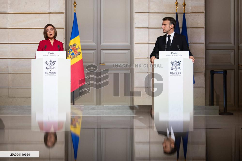 President Macron And President Of Moldova Sandu Press Conference - Paris