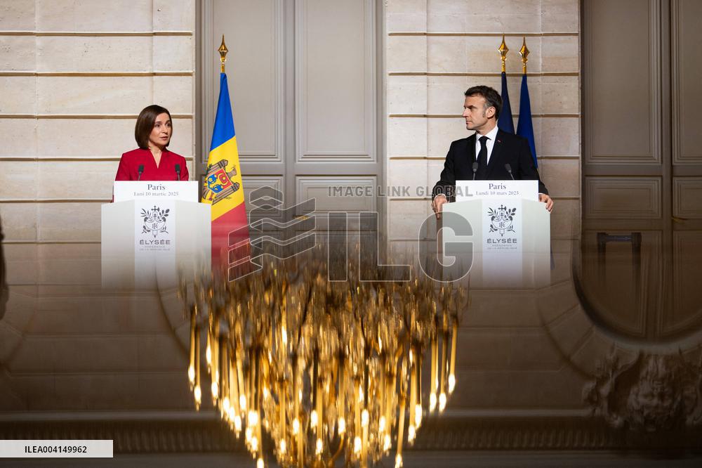 President Macron And President Of Moldova Sandu Press Conference - Paris