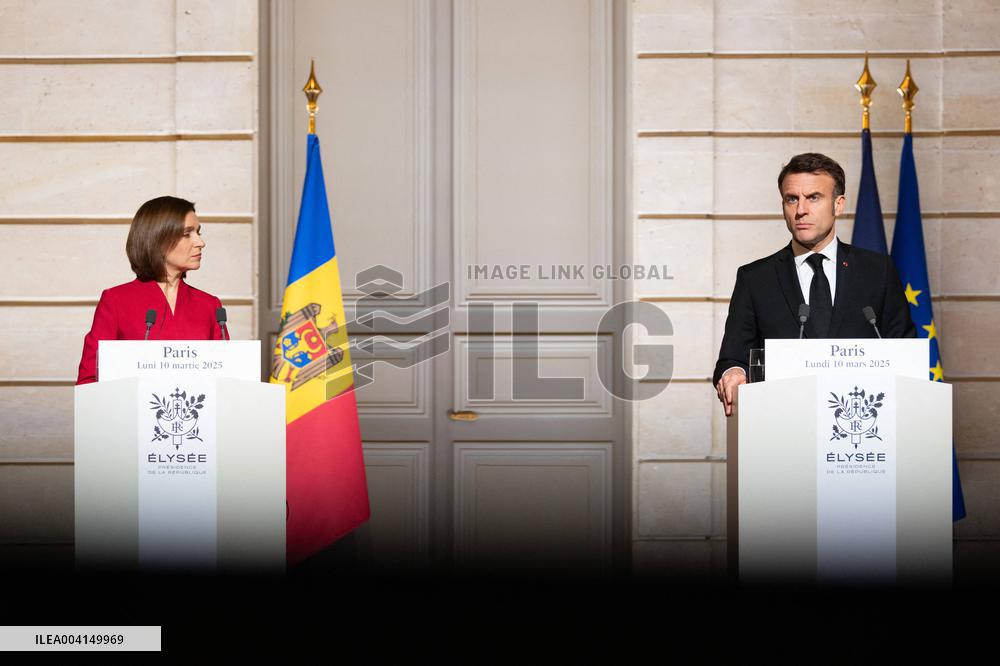 President Macron And President Of Moldova Sandu Press Conference - Paris