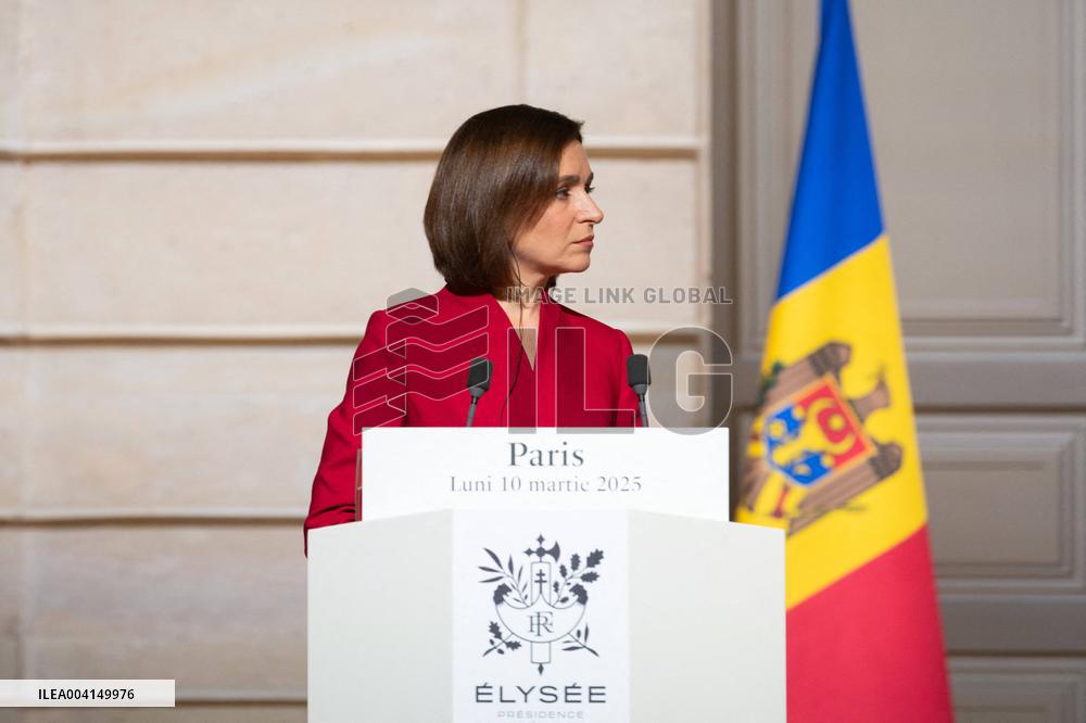 President Macron And President Of Moldova Sandu Press Conference - Paris