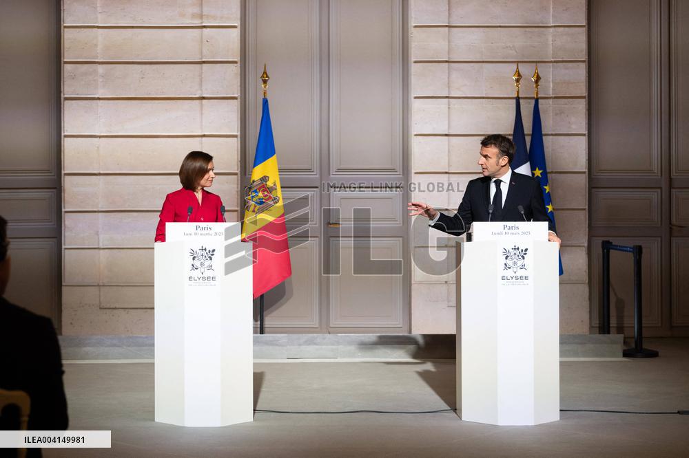 President Macron And President Of Moldova Sandu Press Conference - Paris