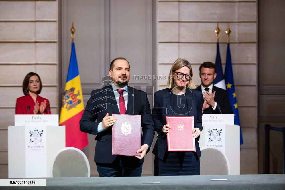 President Macron And President Of Moldova Sandu Press Conference - Paris