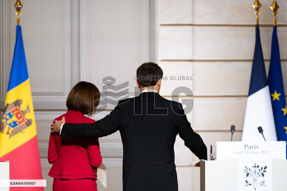 President Macron And President Of Moldova Sandu Press Conference - Paris