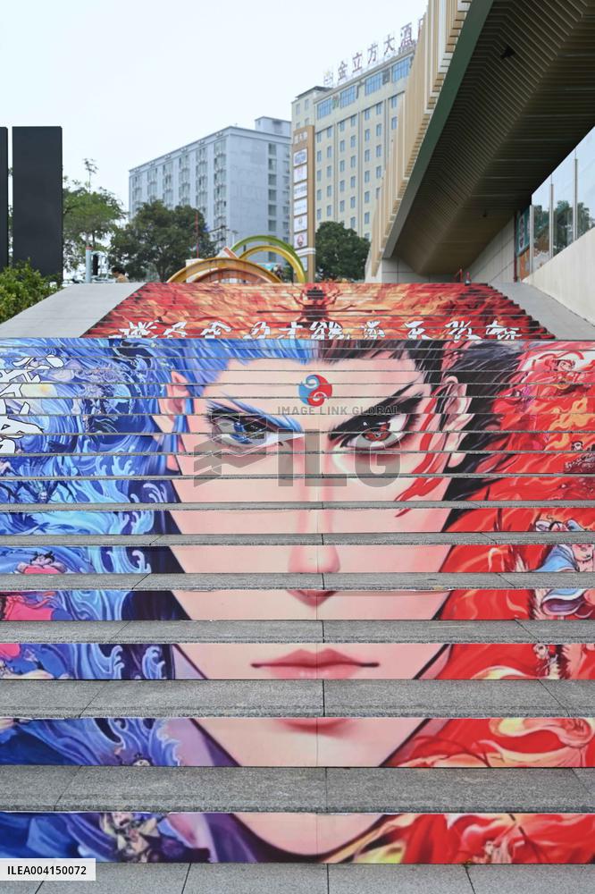 Movie Ne Zha Theme Graffiti Painting in Nanning