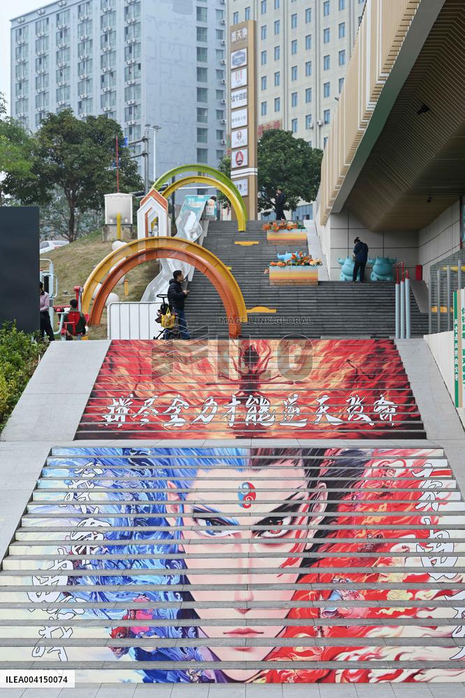 Movie Ne Zha Theme Graffiti Painting in Nanning