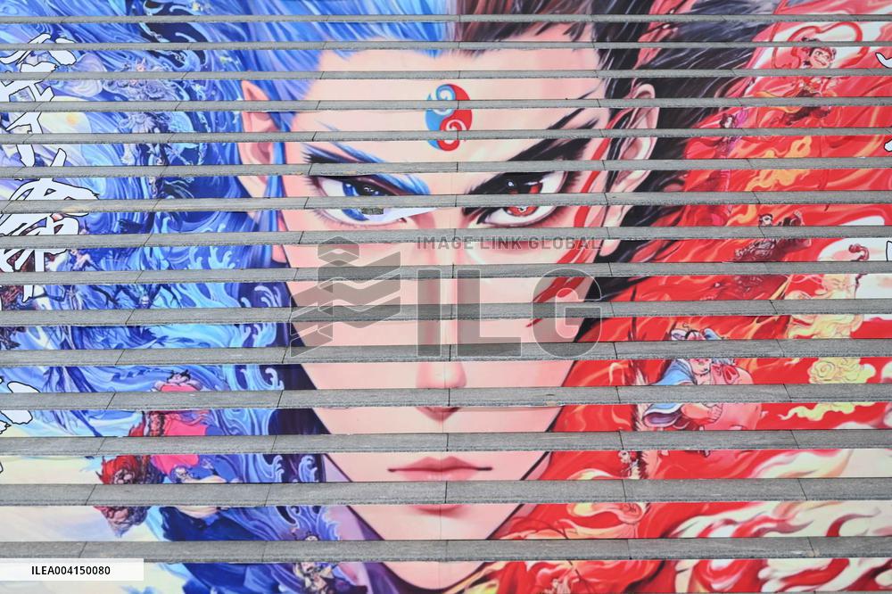 Movie Ne Zha Theme Graffiti Painting in Nanning