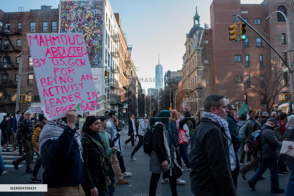 Demonstration Against the Detention Of Mahmoud Khalil - NYC