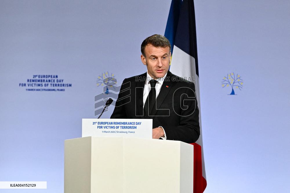 President Macron Attends European Remembrance Day for Victims of Terrorism - Strasbourg