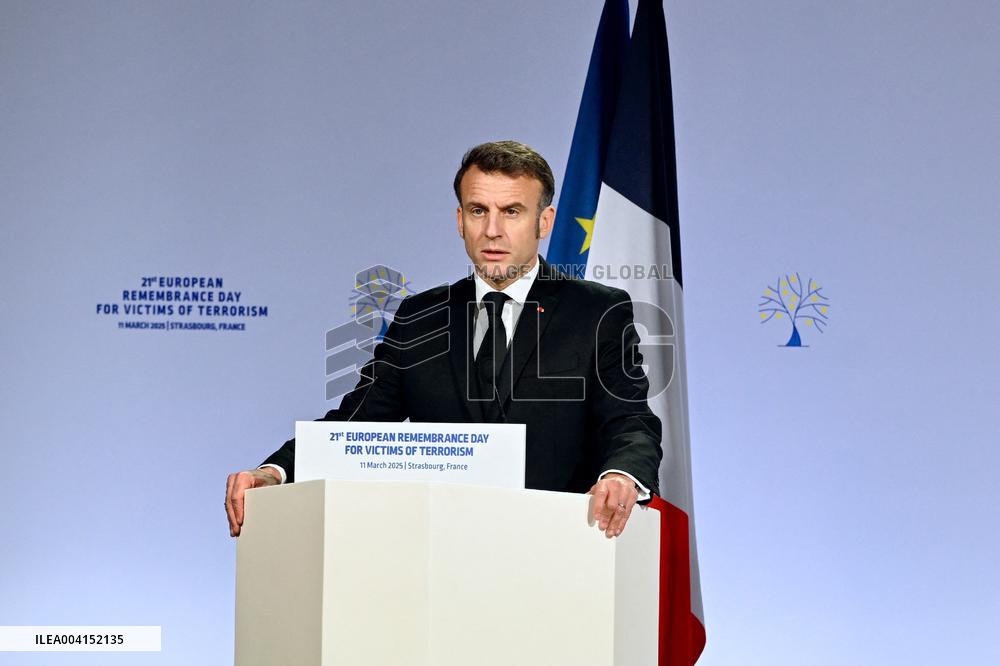 President Macron Attends European Remembrance Day for Victims of Terrorism - Strasbourg