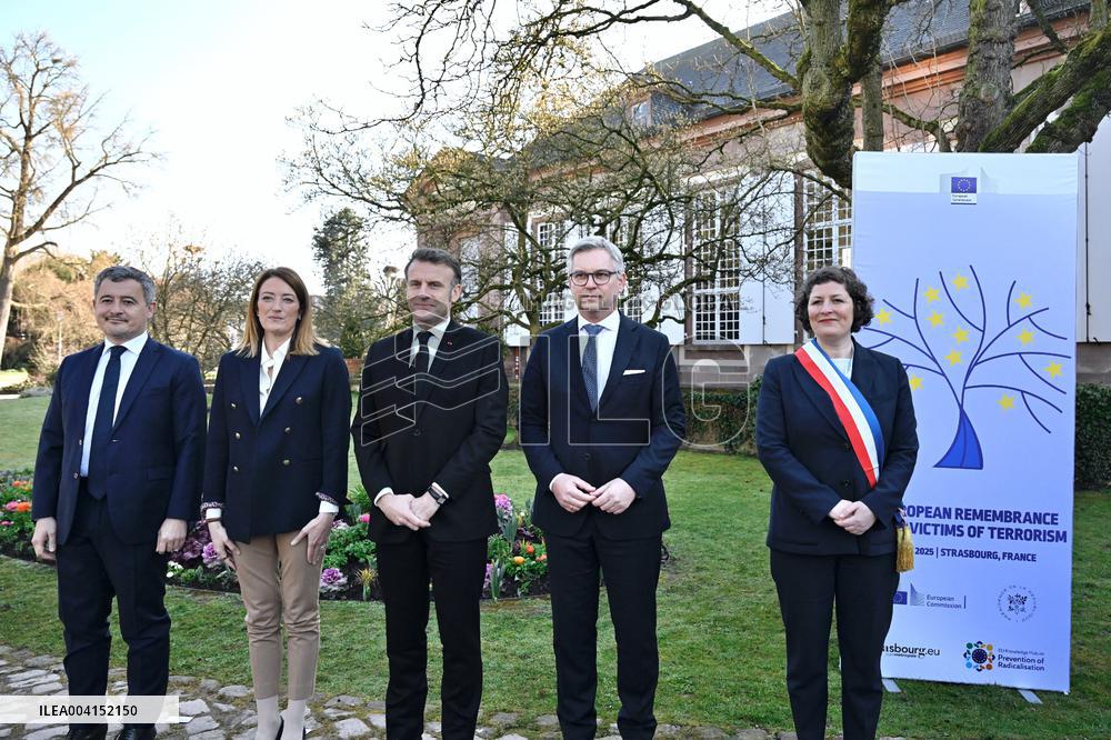 President Macron Attends European Remembrance Day for Victims of Terrorism - Strasbourg