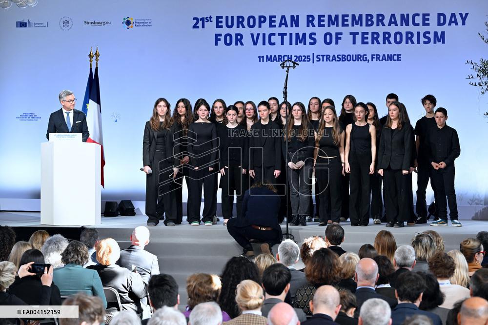President Macron Attends European Remembrance Day for Victims of Terrorism - Strasbourg