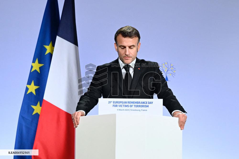 President Macron Attends European Remembrance Day for Victims of Terrorism - Strasbourg