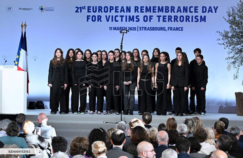 President Macron Attends European Remembrance Day for Victims of Terrorism - Strasbourg