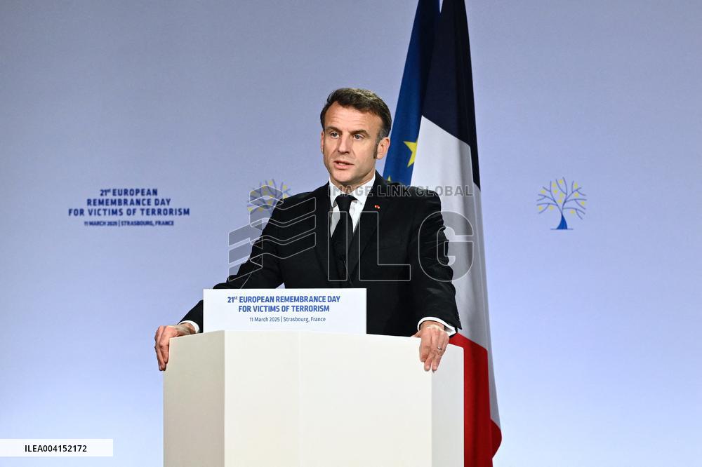 President Macron Attends European Remembrance Day for Victims of Terrorism - Strasbourg