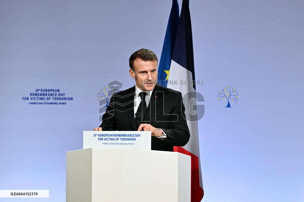 President Macron Attends European Remembrance Day for Victims of Terrorism - Strasbourg