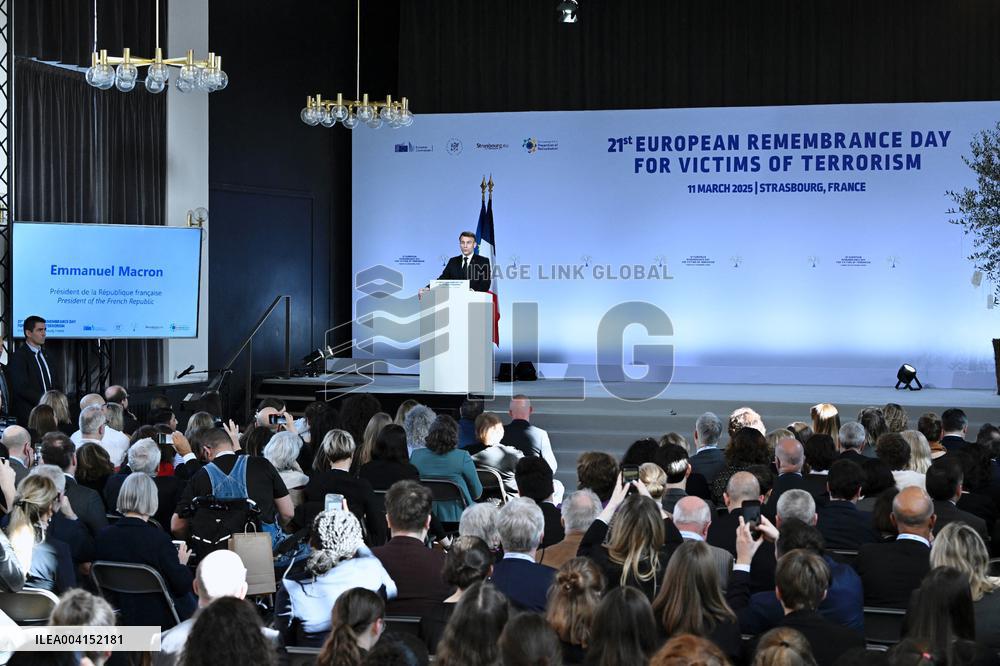 President Macron Attends European Remembrance Day for Victims of Terrorism - Strasbourg