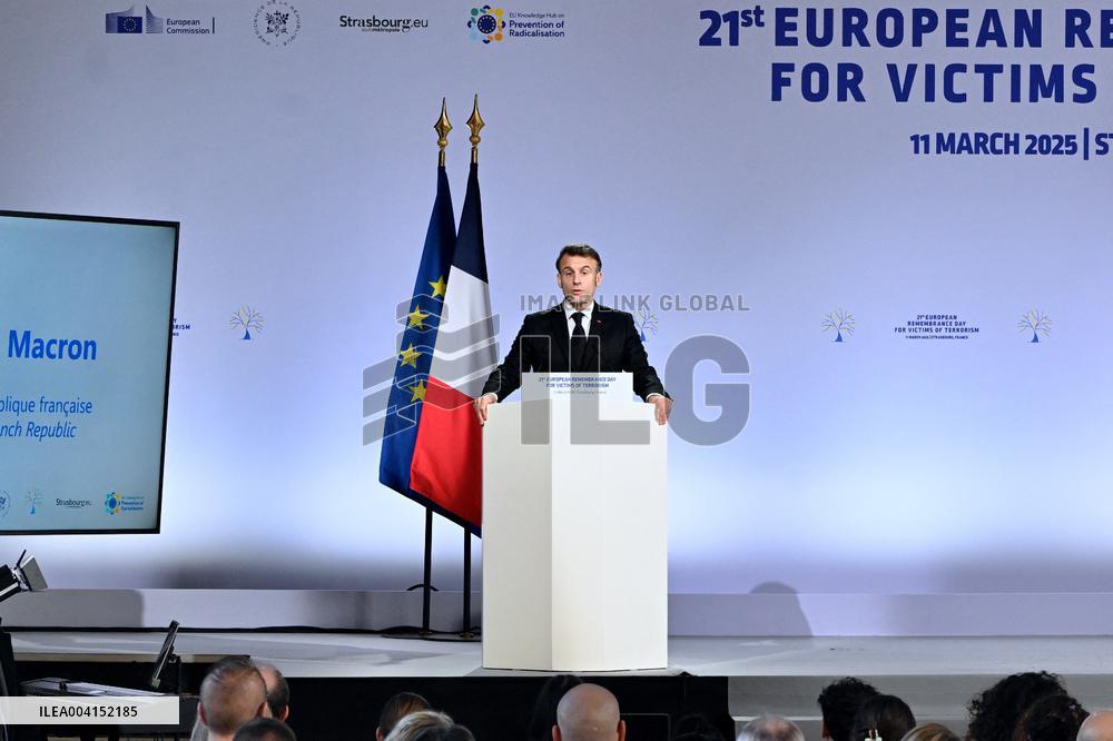President Macron Attends European Remembrance Day for Victims of Terrorism - Strasbourg