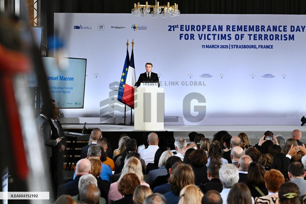 President Macron Attends European Remembrance Day for Victims of Terrorism - Strasbourg