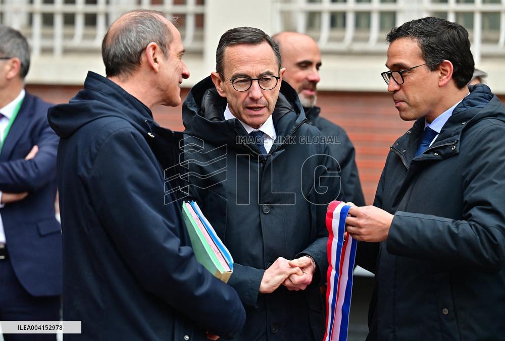 President Macron Lays The Foundation Stone For The New DGSI Site - Saint-Ouen