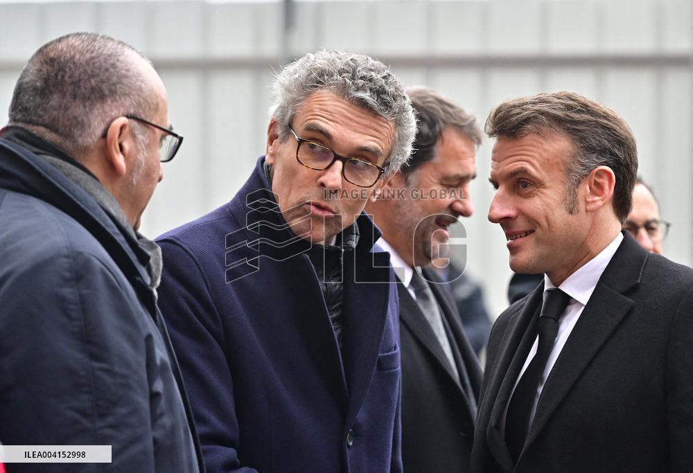 President Macron Lays The Foundation Stone For The New DGSI Site - Saint-Ouen