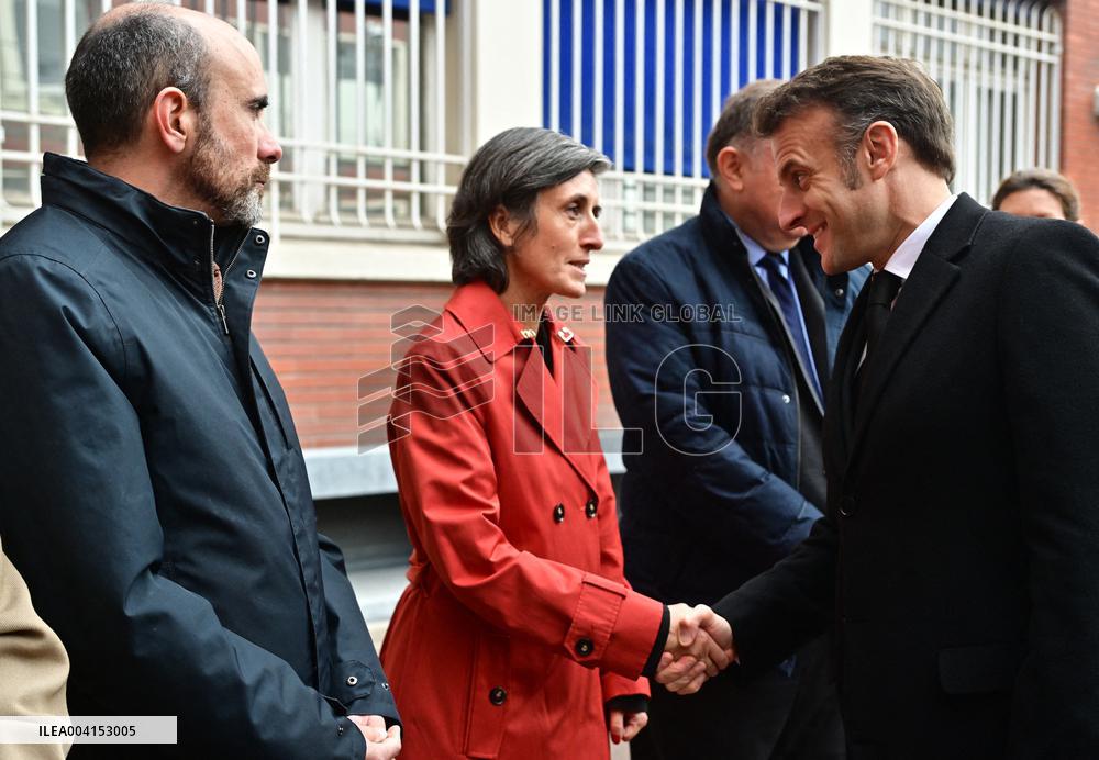 President Macron Lays The Foundation Stone For The New DGSI Site - Saint-Ouen