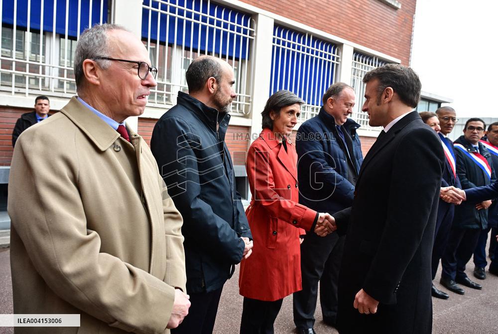 President Macron Lays The Foundation Stone For The New DGSI Site - Saint-Ouen