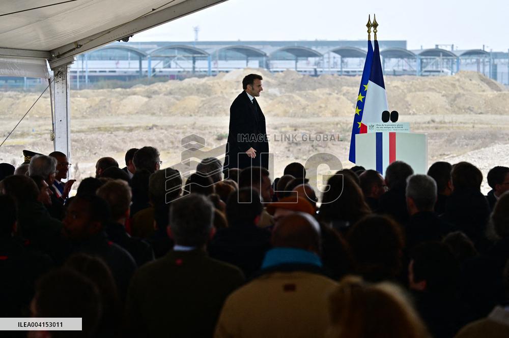 President Macron Lays The Foundation Stone For The New DGSI Site - Saint-Ouen