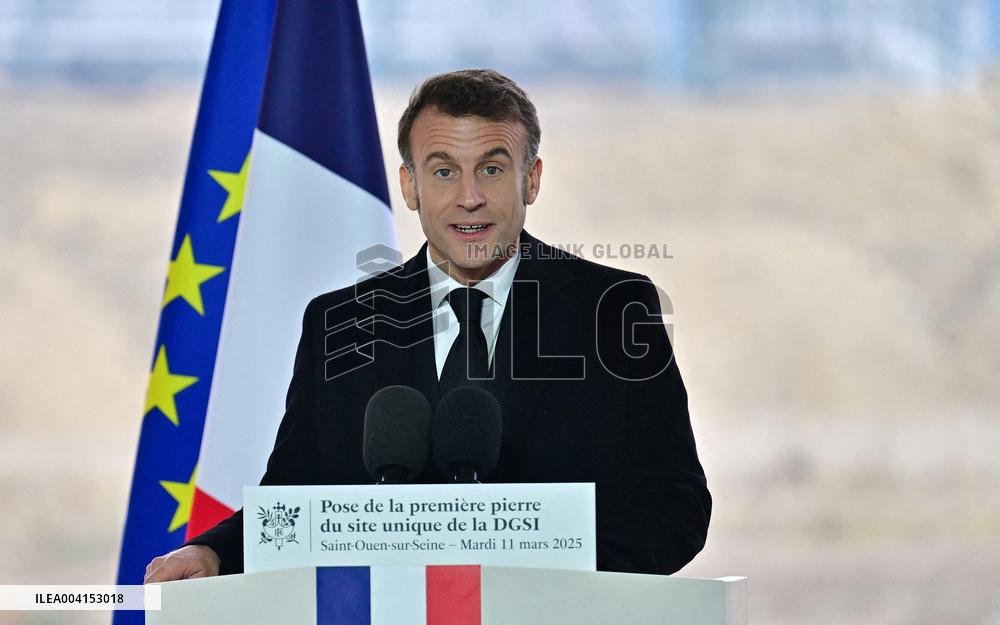 President Macron Lays The Foundation Stone For The New DGSI Site - Saint-Ouen