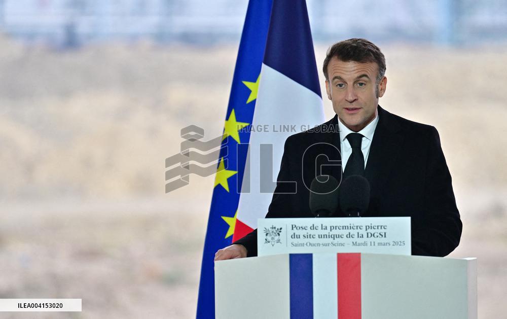 President Macron Lays The Foundation Stone For The New DGSI Site - Saint-Ouen