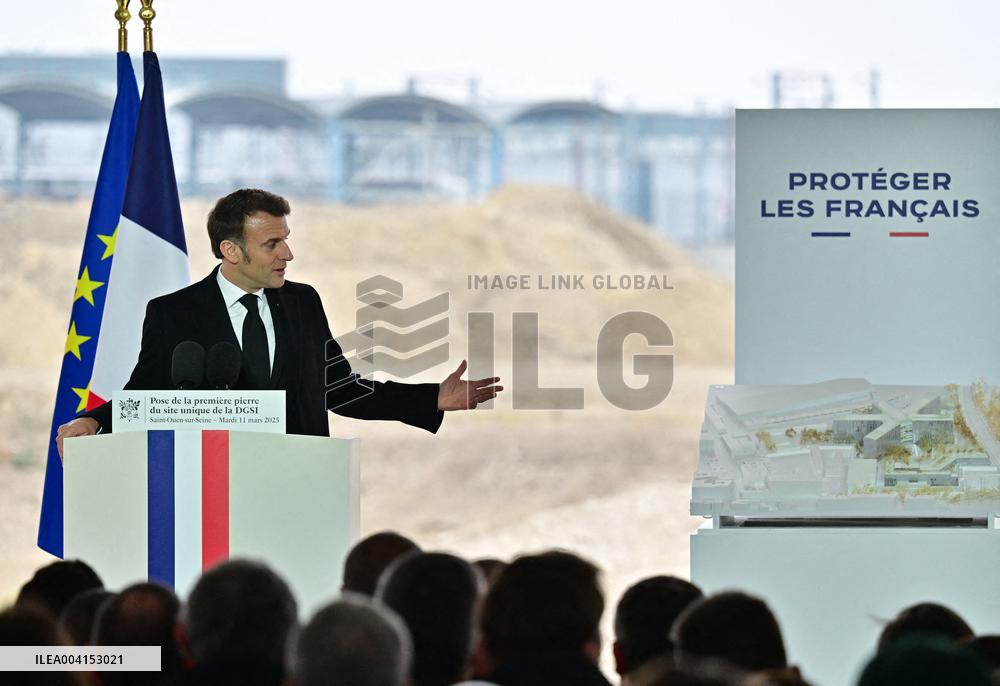 President Macron Lays The Foundation Stone For The New DGSI Site - Saint-Ouen