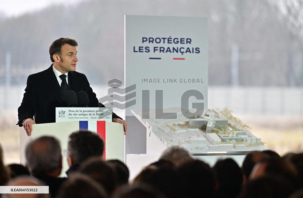 President Macron Lays The Foundation Stone For The New DGSI Site - Saint-Ouen