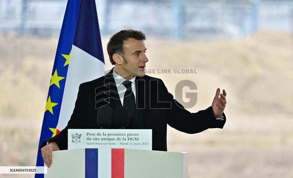 President Macron Lays The Foundation Stone For The New DGSI Site - Saint-Ouen